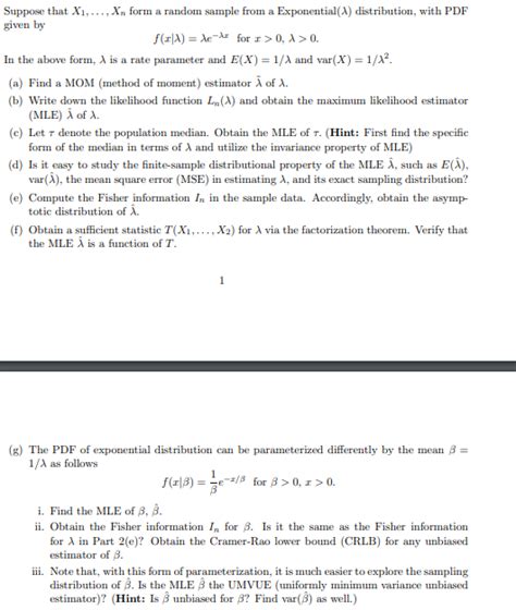 Suppose That X1 Xn Form A Random Sample From Chegg