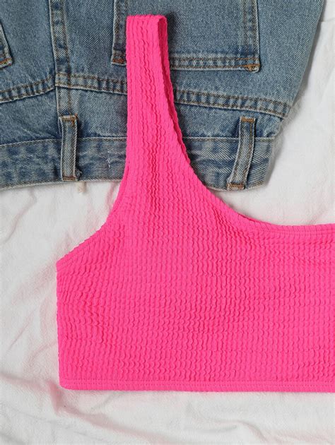 Plain One Shoulder Bikini Top SHEIN EUR