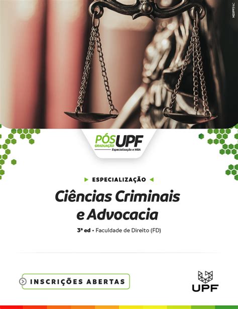 UPF oferta Especialização em Ciências Criminais e Advocacia COMUNG