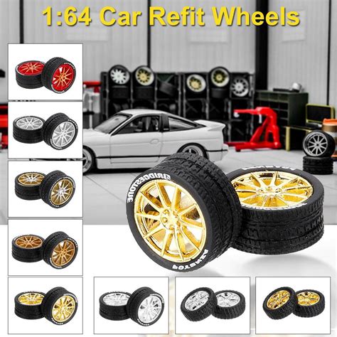 Generic Set Custom Wheel Rubber Tire Axle Brake Disc For Hot Wheel Tomy Car Model C