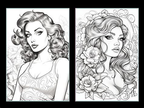 101 Pin Up Girl Printable Anime Pin Up Girls Coloring Pages Grayscale