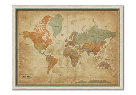 Framed World Map With Pins Zarla Kathryne