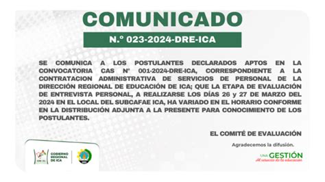 Se Comunica A Los Postulantes Declarados Aptos En La Convocatoria Cas N