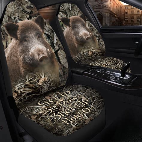 Wild Boar Hunting Q3 Hold On Funny Car Seat Covers Universal Fit Set 2 Zonecozy