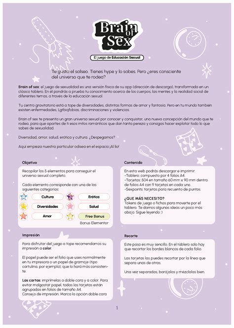 Juego De Educaci N Sexual Brain Of Sex Mancomunidad La Vega