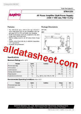 STK4122 数据表 PDF Sanyo Semicon Device