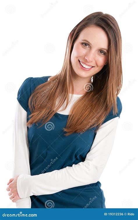 Smiling Shy Girl Stock Photo Image Of Caucasian Face 19312236