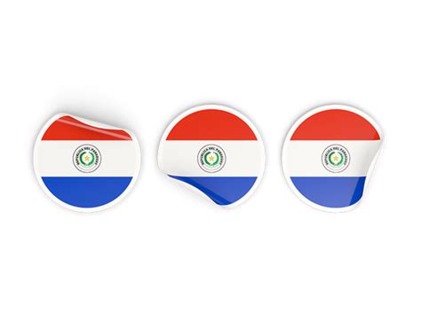 Three Round Labels Illustration Of Flag Of Paraguay