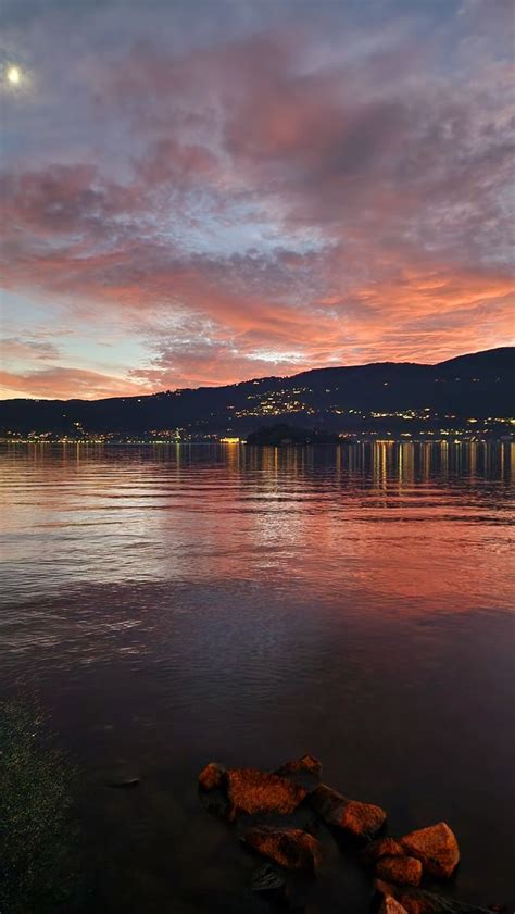 Borromean Islands And Lake Maggiore Italy At Sunset