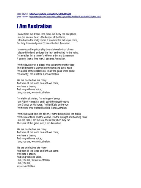 B Roleckova READING I Am Australian LYRICS | PDF