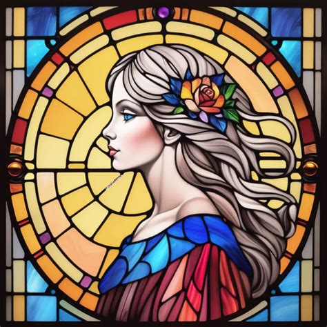 Vibrant Stained Glass Lady Design Muse Ai