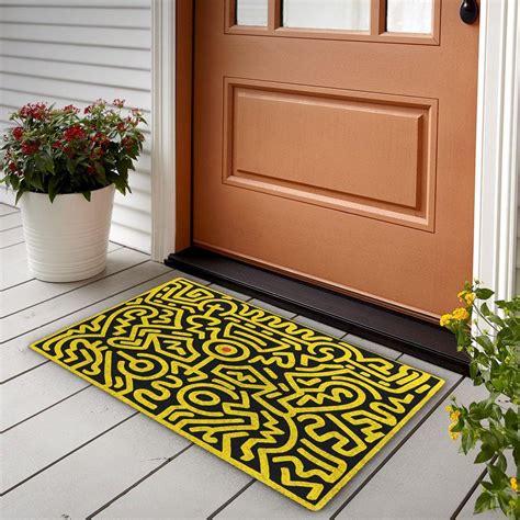 Oder Psychedelic Yellow And Black Background Doormat Beerug