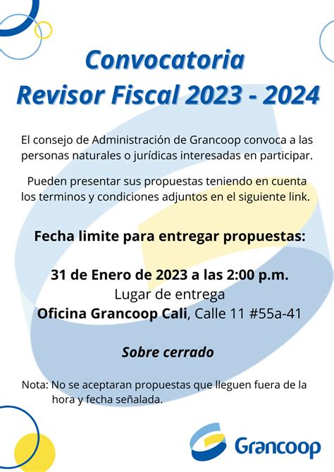 Convocatoria Revisor Fiscal 2023 2024 Cooperativa Grancoop Hot Sex