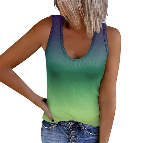 Yuhaotin Camisole Tops For Women Shelf Bra Womens Sexy Gradient Slim Fit Vests Low Collar