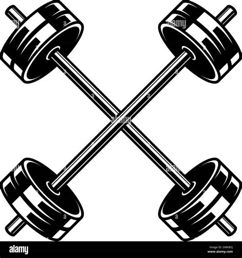 Illustration Of A Crossed Barbells In Monochrome Style Design Element For Logo Sign Emblem