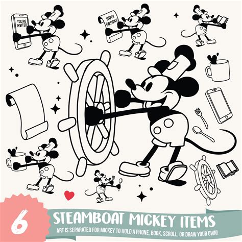 Steamboat Mouse Svg Artwork 6 Pack Premium Willie Mouse Png Svg Design