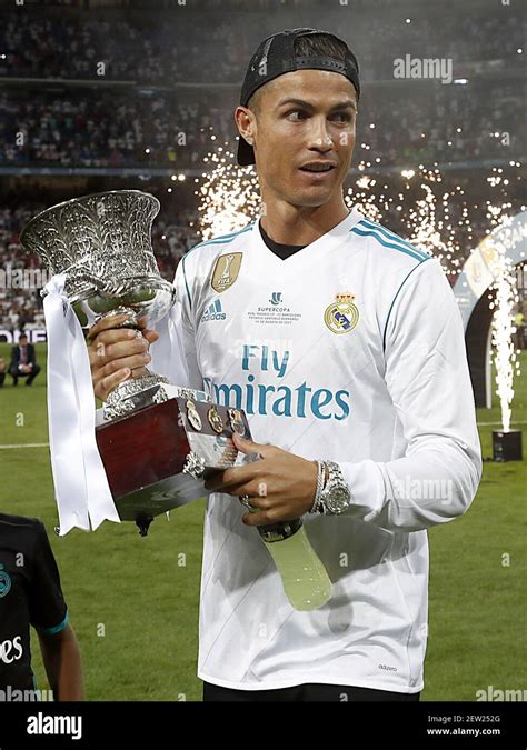 Real Madrid's Cristiano Ronaldo celebrates the victory in the Supercup ...