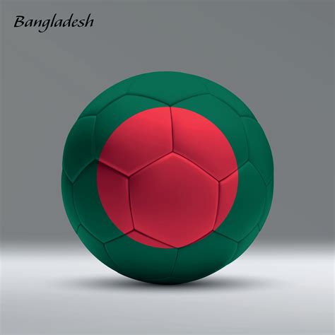 D Realistic Soccer Ball Iwith Flag Of Bangladesh On Studio Background