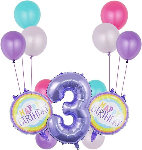 Amazon.com: Balloons,Purple Balloons Party Supplies 3rd Birthday Balloon ,32"Large Size Rainbow ...