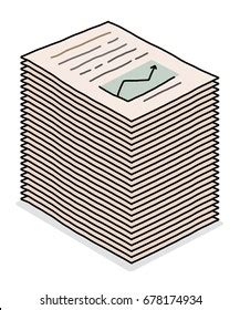 Paper Stack Cartoon Vector Illustration Grayscale เวกเตอรสตอก ปลอด