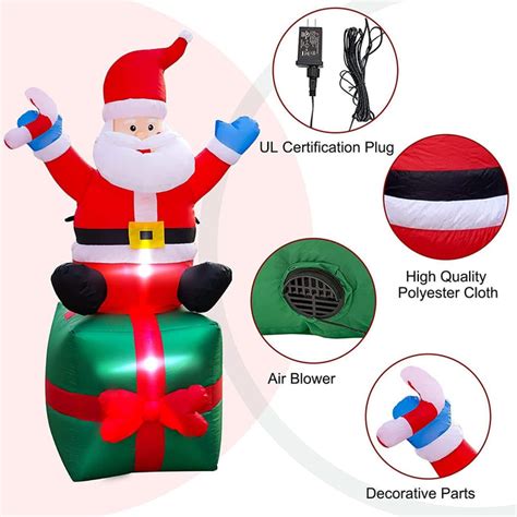 6ft Christmas Inflatable Santa Claus With Led Lights Blow Up Outdoor Y