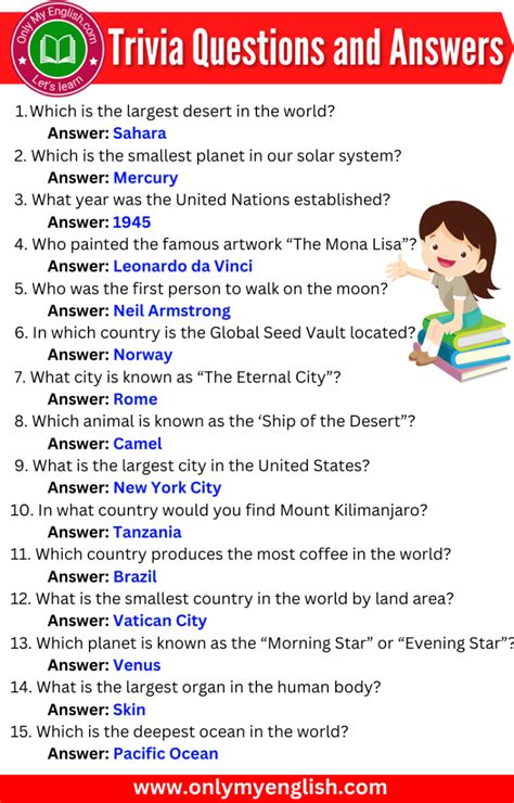 50+ Best Trivia Questions and Answers » Onlymyenglish.com | Trivia ...
