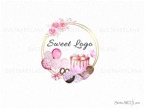 Premade Bakery Cake Logo Strawberry Dipped Chocolate Sweet Treats Logo