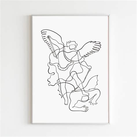 Archangel Michael Art Print St Michael Wall Art Saint Michael Modern