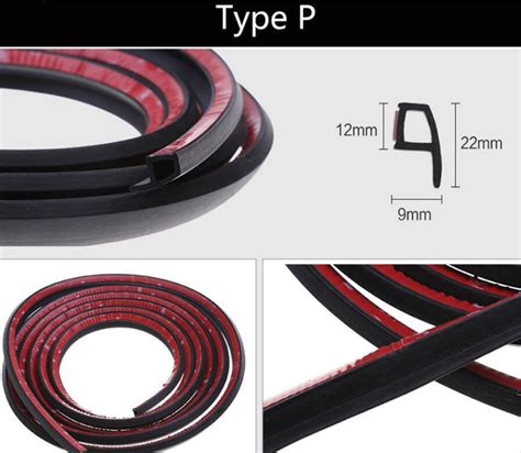 4M P Shape Rubber Weather Seal Hollow Universal Car Door Strip