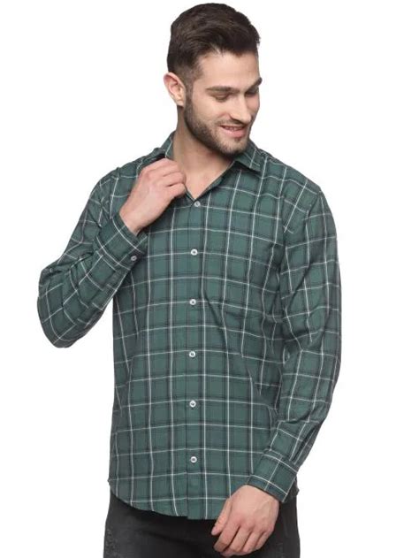 Buy YHA Mens Dark Green Check Cotton Shirt Online At Best Prices In