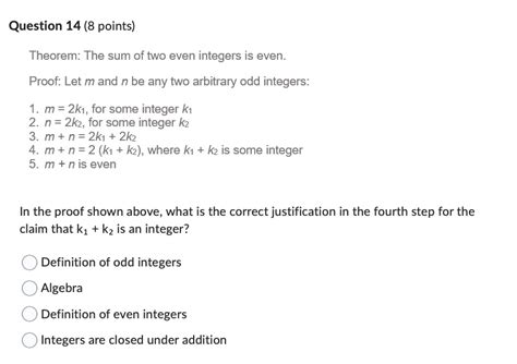 Solved Theorem The Sum Of Two Even Integers Is Even Proof