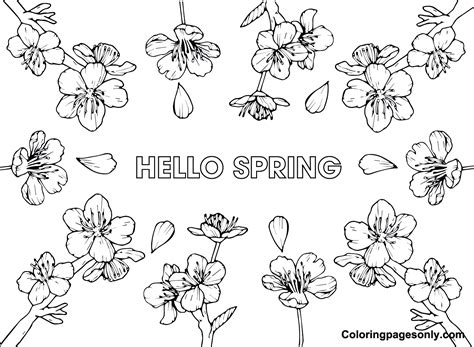 Cherry Blossom In Japanese Coloring Pages Cherry Blossom Coloring Pages Páginas Para