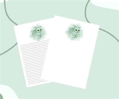 Green Printable Stationary Printable Writing Paper Printable Paper A4 Letter Lined