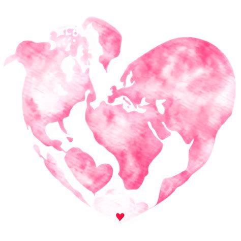 Valentijnsdag Heart Globe Digitale Grafische Roze Aquarel Clipart