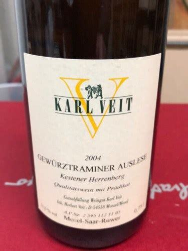 Weingut Karl Veit Kestener Herrenberg Gewürztraminer Auslese Vivino US