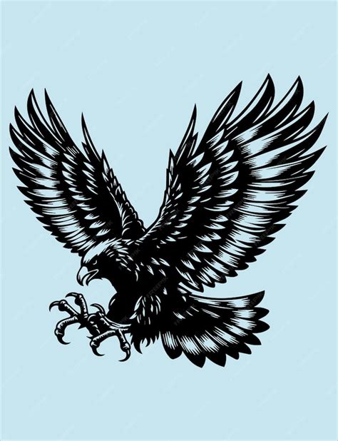 Premium Vector | Eagle tattoo design on blue background vector illustration