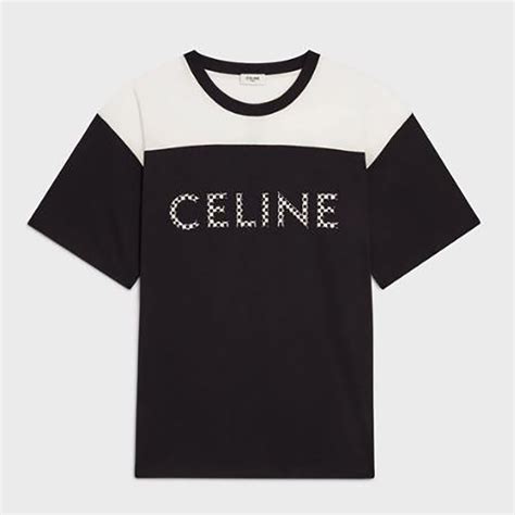 Celine Women Loose T Shirt In Cotton Jersey With Studs