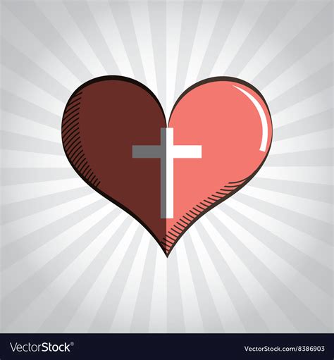 Cross Inside The Heart Design Royalty Free Vector Image