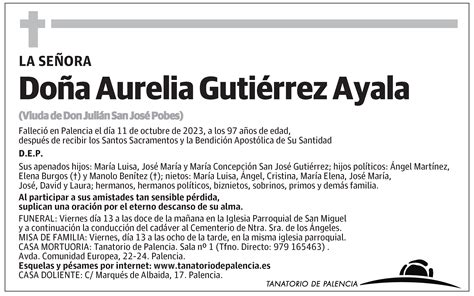 Aurelia Gutiérrez Ayala Esquela El Norte de Castilla