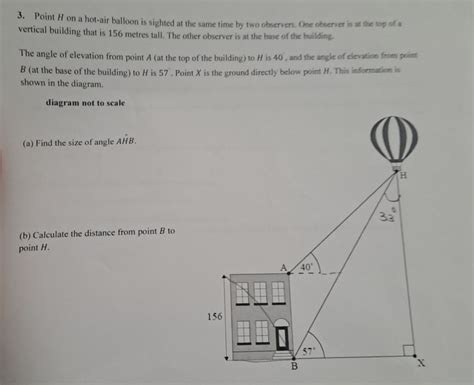 Solved Point H ﻿on A Hot Air Balloon Is Sighted At The Same