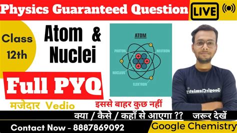 Atom And Nuclei Pyq Physics Class Th Up Board English Medium Atom