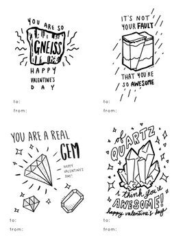 Printable Science Geology Themed Puns Valentine's Day Cards by Learn with Dion