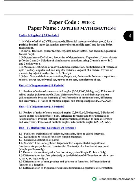 Maths Syllabus | PDF 