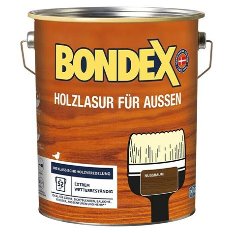 Bondex Holzlasur für Außen Nussbaum Seidenmatt 4 l