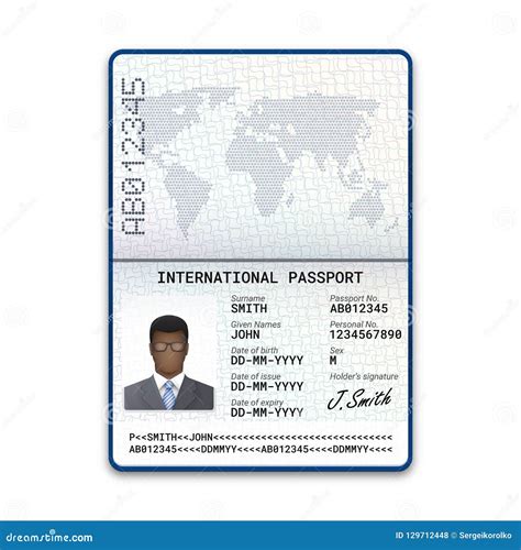 International Passport Template of the Black Man with Sample of Photo ...