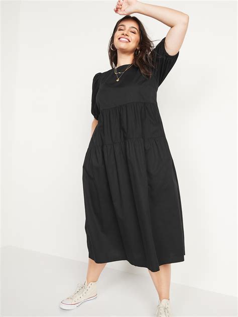 Puff Sleeve All Day Midi Swing Dress Old Navy