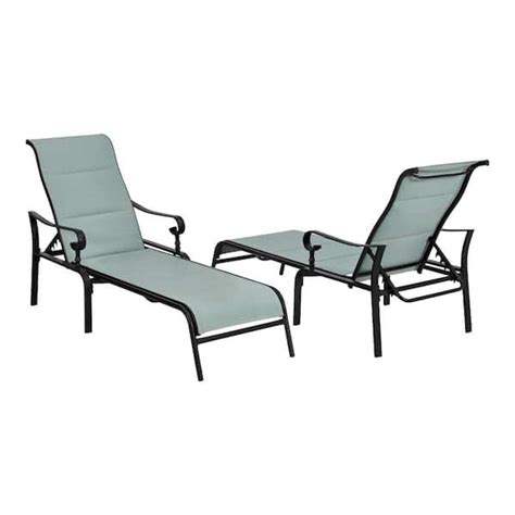 Hampton Bay High Garden Black Steel Padded Sling Outdoor Patio Chaise