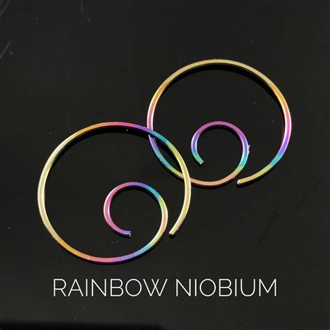 Rainbow Niobium Hoop Earrings Hypoallergenic Nickel Free Etsy Uk