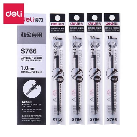 Deli 20pcs 1mm Gel Ink Pen Refill Black Color Ink School Stationery ...