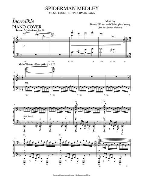 Spiderman Medley Incredible Piano Cover Sheet Music For Piano Solo